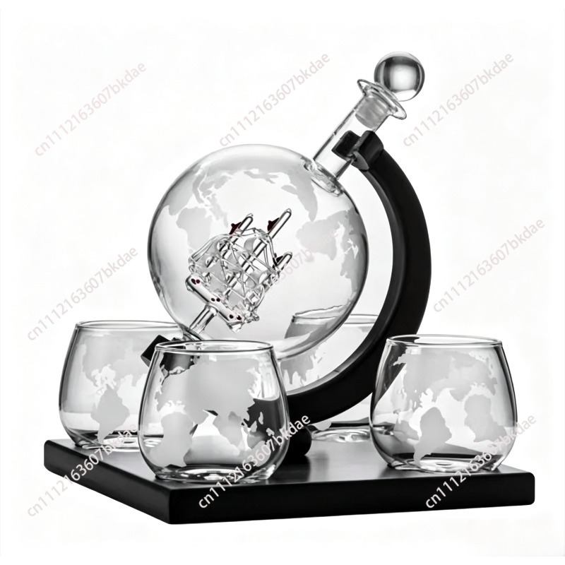 Decanter Globe Set - Decorative Globe Wine Decanter Set, Glass