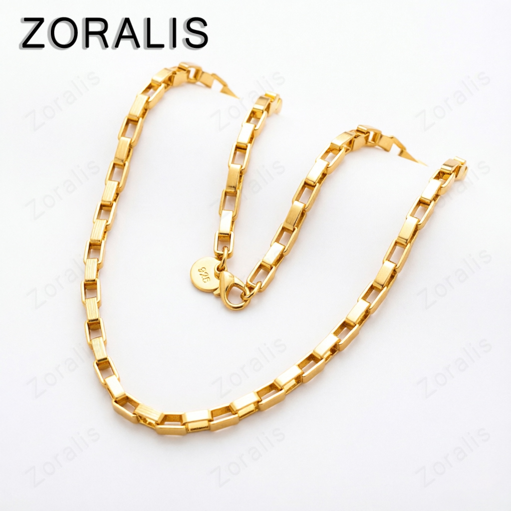 Bar Cart Gold - 18K Gold 4mm Rectangle Link Chain