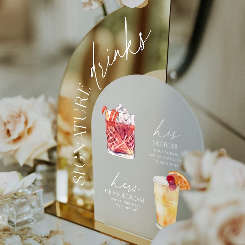 Gold Mirror Wedding Bar Menu S - Cocktail Recipe Book ulasan dan harga