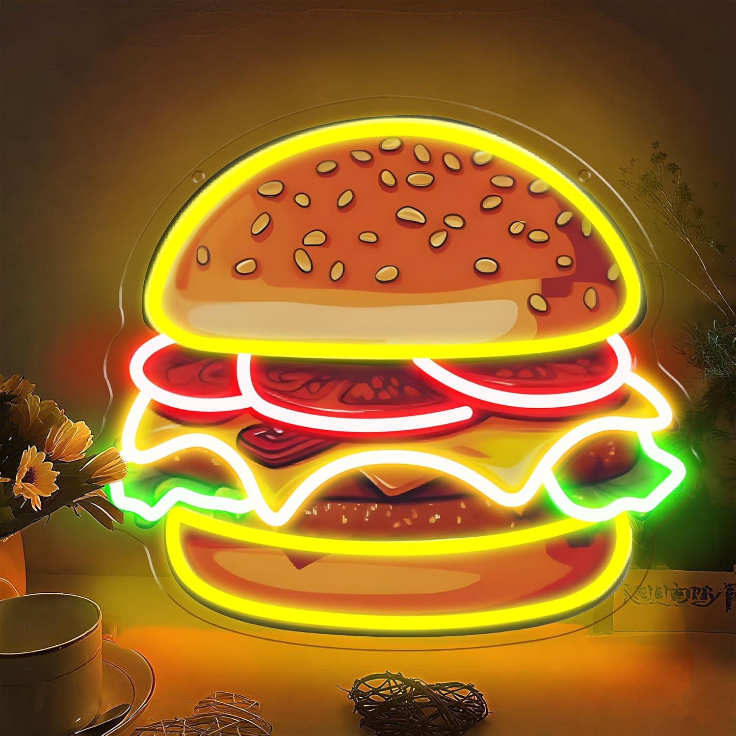 Burger Neon Sign LED Hamburger - Home Bar Signs ulasan dan harga