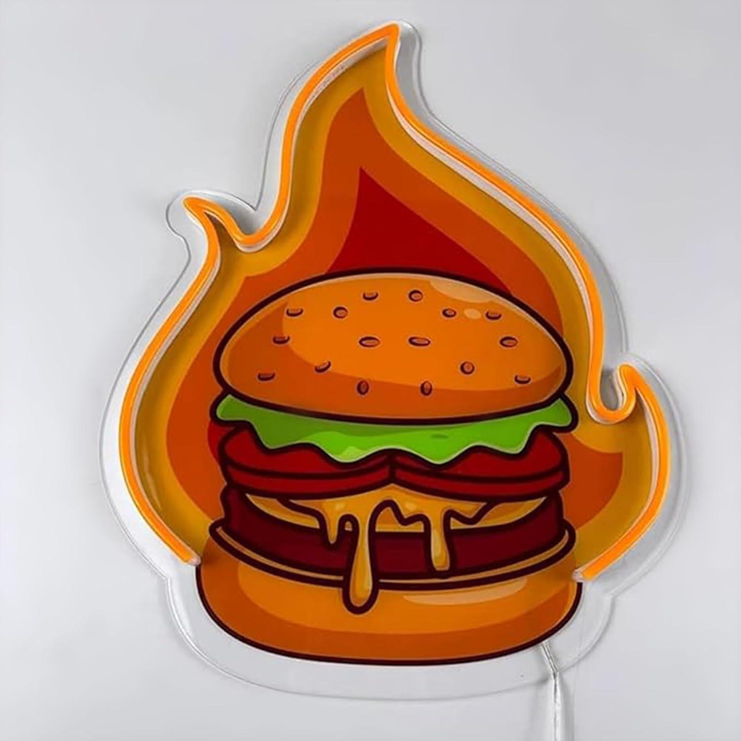 Burger Neon Sign LED Hamburger - Home Bar Signs ulasan dan harga